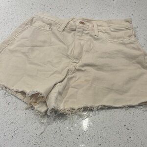Universal Thread Cream Jean Shorts with Frayed Hem